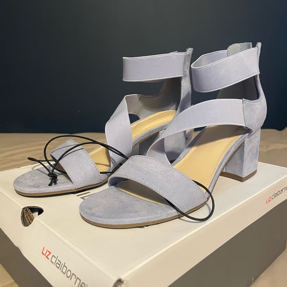 Liz Claiborne Women's Light Blue Block Heeled Sandals NWT